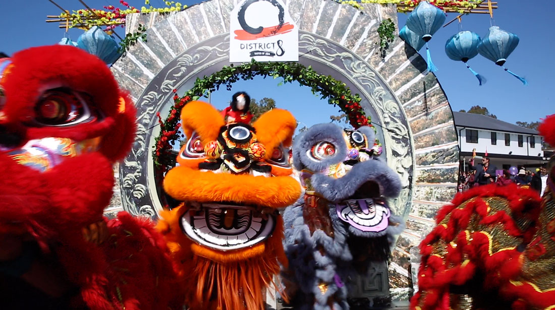 Lion dancers at the moon festival